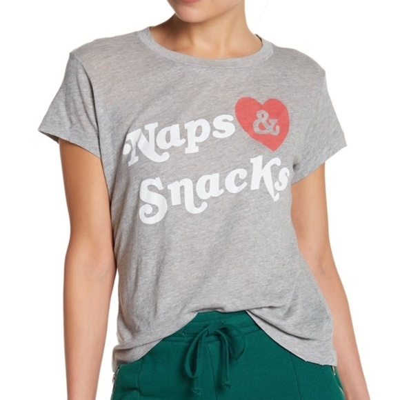 Wildfox Tops - Wildfox Gray “Naps & Snacks” Short Sleeve T-Shirt